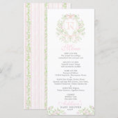Preppy Crest Creatief Menu voor Baby Shower (Voorkant / Achterkant)