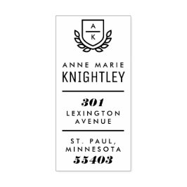 Preppy Crest Monogram Retouradresstempel Rubberstempel