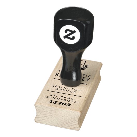 Preppy Crest Monogram Retouradresstempel Rubberstempel (Stempel)