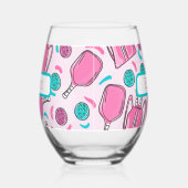 Preppy Custom Roze Pickleball Paddles & Tassen Wijnglas Zonder Voet (Links)