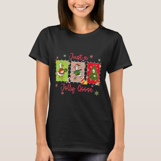 Preppy Cute Just A Jolly Goose Merry Goosemas Chri T-shirt (Voorkant)
