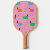 Preppy Dachshunds op Polka Dots Pickleball Paddle (Voorkant)