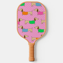 Preppy Dachshunds op Polka Dots Pickleball Paddle