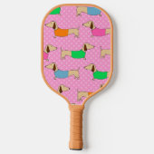 Preppy Dachshunds op Polka Dots Pickleball Paddle (Achterkant)