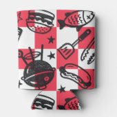 Preppy Dad Grilling Pattern – BBQ Doodles (Check) Blikjeskoeler (Achterkant)