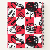 Preppy Dad Grilling Pattern – BBQ Doodles (Check) Notitieboek (Achterkant)