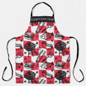 Preppy Dad Grilling Pattern – BBQ Doodles (Check) Schort (Voorkant)