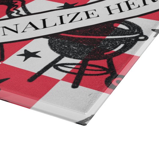 Preppy Dad Grilling Pattern – BBQ Doodles (Check) Snijplank (Hoek)