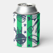 Preppy Dad Grilling Pattern – BBQ Doodles (Stripe) Blikjeskoeler (Blikje Achterkant)