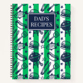 Preppy Dad Grilling Pattern – BBQ Doodles (Stripe) Notitieboek (Voorkant)