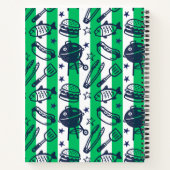 Preppy Dad Grilling Pattern – BBQ Doodles (Stripe) Notitieboek (Achterkant)