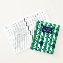 Preppy Dad Grilling Pattern – BBQ Doodles (Stripe) Notitieboek