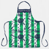 Preppy Dad Grilling Pattern – BBQ Doodles (Stripe) Schort (Voorkant)