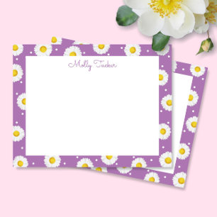 Preppy Daisies Bloemenaquarel Lavendel & Geel Notitiekaartje