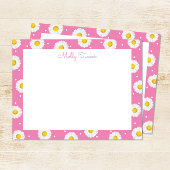 Preppy Daisies Bloemenschildering Roze en Geel Notitiekaartje