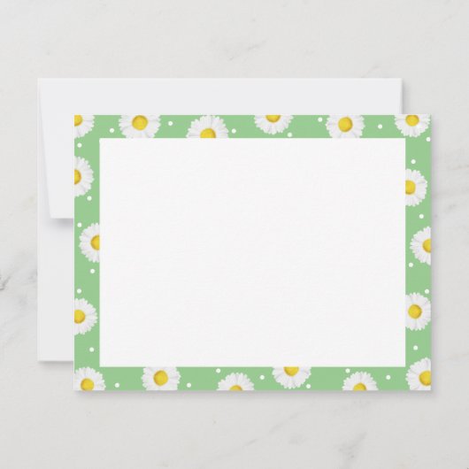 Preppy Daisies Lente Bloemen Waterverf Groen Notitiekaartje (Achterkant)