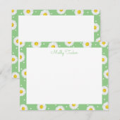 Preppy Daisies Lente Bloemen Waterverf Groen Notitiekaartje (Voorkant / Achterkant)