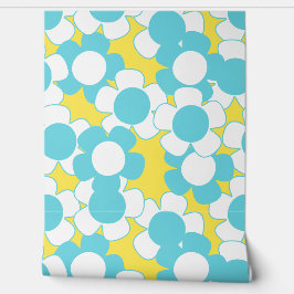 Preppy Daisy Allover Bloem – Geel & Turkoois Behang