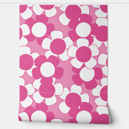Preppy Daisy Allover Bloom – Heet Roze & Roze Behang