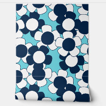 Preppy Daisy Allover Bloom – Marineblauw & Turkooi