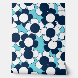 Preppy Daisy Allover Bloom – Marineblauw & Turkooi Behang
