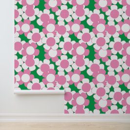 Preppy Daisy Allover Bloom – Roze & Groen Behang