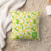 Preppy Daisy Bloom – Geel & Limoen Monogram Kussen (Deken)