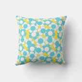 Preppy Daisy Bloom – Geel & Turquoise Monogram Kussen (Achterkant)