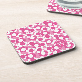 Preppy Daisy Bloom – Hot Roze & Roze Monogram Bier Onderzetter