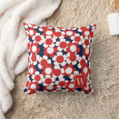 Preppy Daisy Bloom – Rode Witte & Marineblauwe Mon Kussen (Deken)