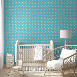 Preppy Daisy Strooiveld – Turquoise & Koraal Behang