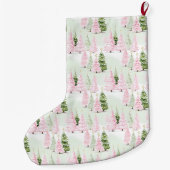 Preppy Deer & Green Gingham Buon Natale Grote Kerstsok (Achterkant)