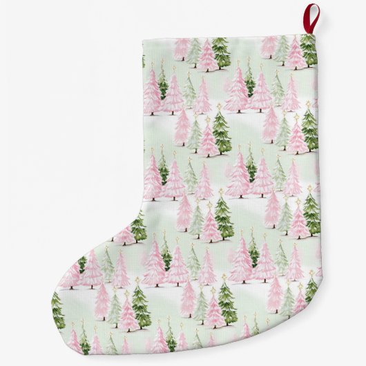 Preppy Deer & Green Gingham Buon Natale Grote Kerstsok (Achterkant)