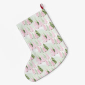 Preppy Deer & Green Gingham Buon Natale Grote Kerstsok (Achterkant (Hangend))