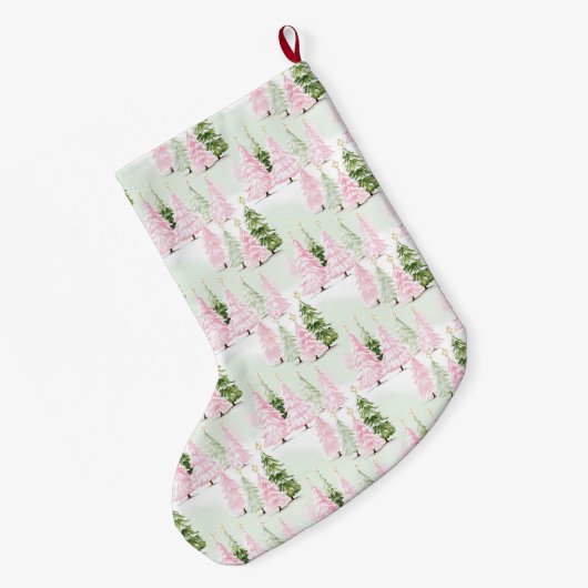 Preppy Deer & Green Gingham Buon Natale Grote Kerstsok (Achterkant (Hangend))