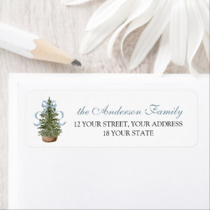 Preppy Dennenaamsticker Kerst met Retouradres Etiket