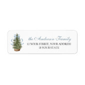Preppy Dennenaamsticker Kerst met Retouradres Etiket (Voorkant)