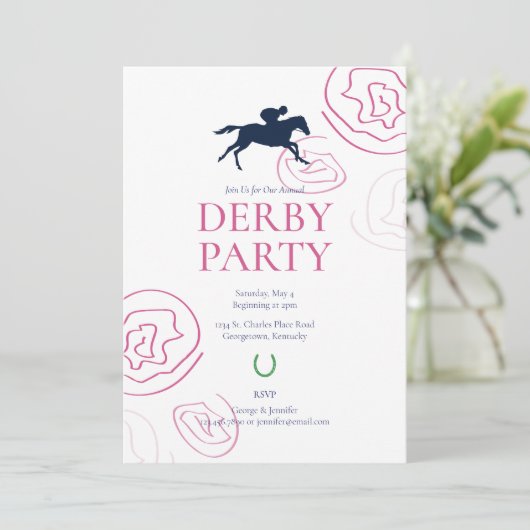 Preppy Derby Party Kaart (Staand voorkant)