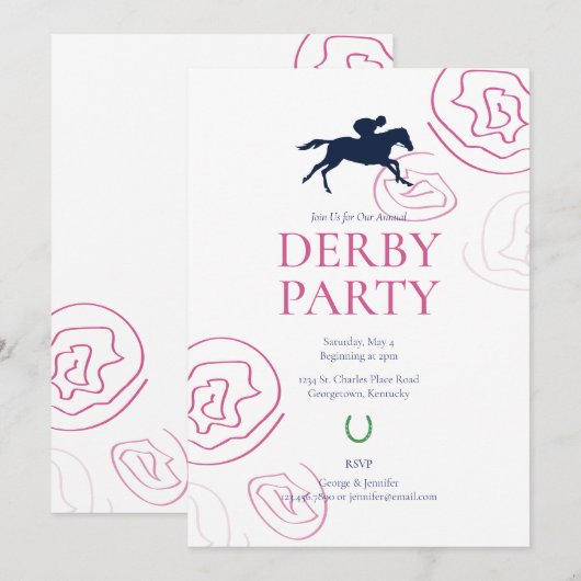 Preppy Derby Party Kaart (Voorkant / Achterkant)