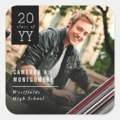 Preppy Diagonal Brown Pin Stripes Photo Afstuderen Vierkante Sticker (Voorkant)