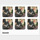 Preppy Diagonal Brown Pin Stripes Photo Afstuderen Vierkante Sticker (Vel)