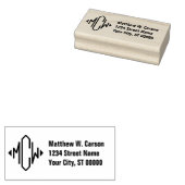 Preppy Diamant 3 Initiaal Monogram Retouradres Rubberstempel (Gestempeld)