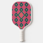 Preppy Diamond Design Roze en Groen Monogrammed Pickleball Paddle (Voorkant)