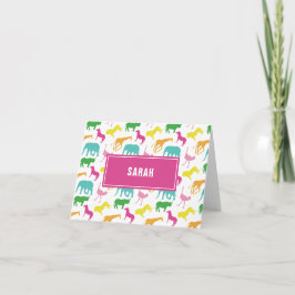 Preppy Dier van de Safari van het Meisje Bedankkaart