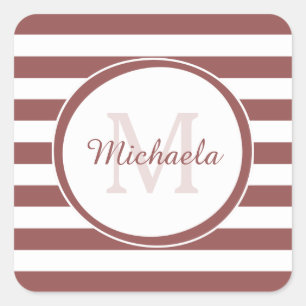 Preppy Dikke Indische Rode Strepen met monogram Vierkante Sticker