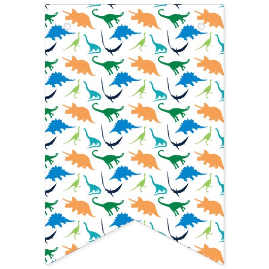 Preppy Dinosaur Silhouette Birthday Banner (Eerste vlag)