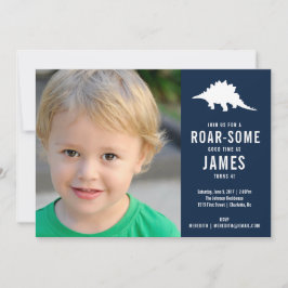 Preppy Dinosaur Silhouette Birthday Foto Kaart