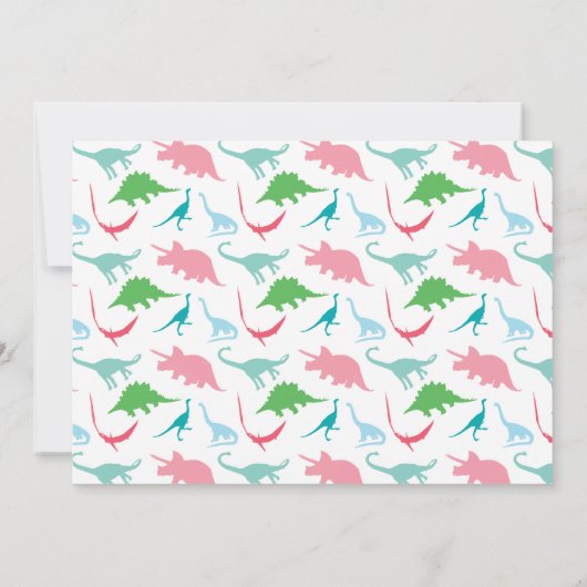 Preppy Dinosaur Silhouette Verjaardagsfeest Foto Kaart (Achterkant)