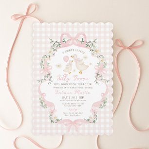 Preppy Domme Gans Roze Strik Meisje Baby Shower Kaart