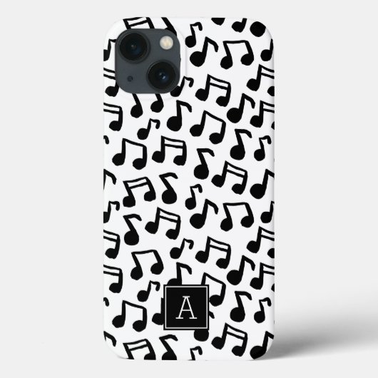 Preppy Doodle Muzieknoten Monogram Gepersonaliseer Case-Mate iPhone Case (Achterkant)